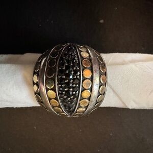 John Hardy Hammered Gold and Silver Dome Ring